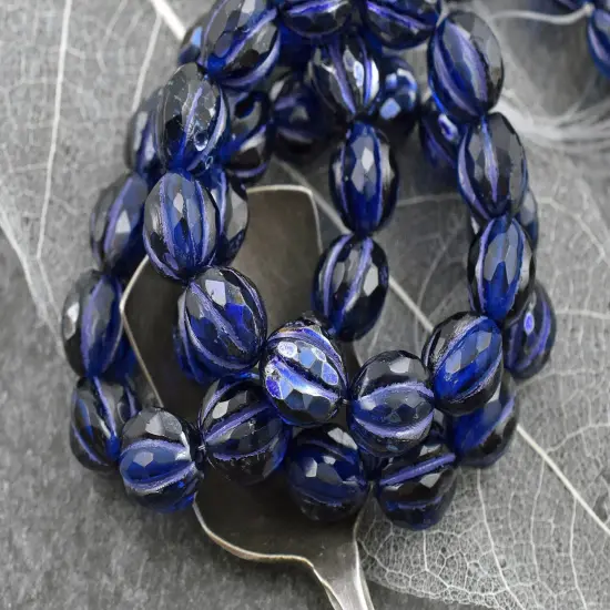 *12* 10mm Purple Luster Washed Pacific Blue Faceted Round Melon Beads {4}
