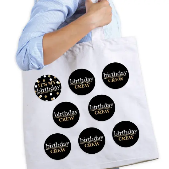 Big Dot of Happiness Adult Happy Birthday - Gold - 3 inch Birthday Party Badge - Pinback Buttons - Set of 8 {3}