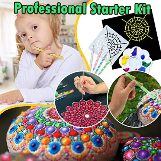 Mandala Dotting Tools Painting Kit - Rock Dot Paint Stencils Tool Set Art Craft Supplies Kits Tray Brush Zipper Pen for Nail Stone Mandala Arts Drawing Home Decor Activity | Mothers Day Gift {4}