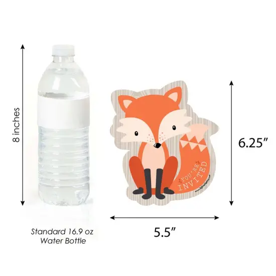 Big Dot of Happiness Fox - Shaped Fill-In Invitations - Baby Shower or Birthday Party Invitation Cards with Envelopes - Set of 12 {6}