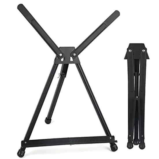 Aluminum 15" to 21" Tabletop Easel Display, Black Tripod with Rubber Feet, Holds Canvas, Paintings, Books, Photos, Signs {2}