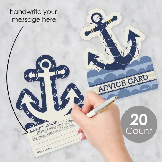 Big Dot of Happiness Ahoy - Nautical - Anchor Wish Card Baby Shower Activities - Shaped Advice Cards Game - Set of 20 {3}