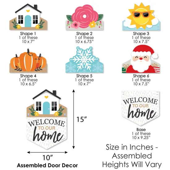 Big Dot of Happiness Holiday Welcome to Our Home - Hanging Seasonal Sign - Interchangeable Door Decor {6}