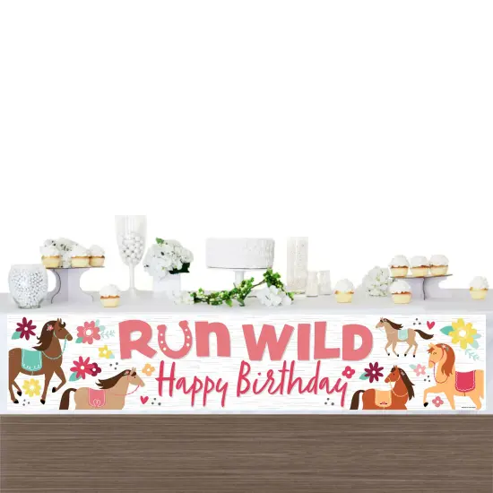 Big Dot of Happiness Run Wild Horses - Happy Birthday Pony Decorations Party Banner {4}