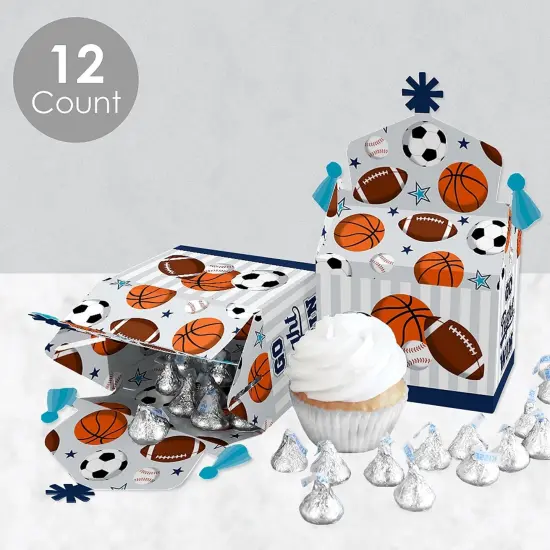 Big Dot of Happiness Go, Fight, Win - Sports - Treat Box Party Favors - Baby Shower or Birthday Party Goodie Gable Boxes - Set of 12 {4}