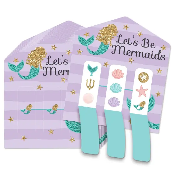 Big Dot of Happiness Let's Be Mermaids - Baby Shower or Birthday Party Game Pickle Cards - Pull Tabs 3-in-a-Row - Set of 12 {1}