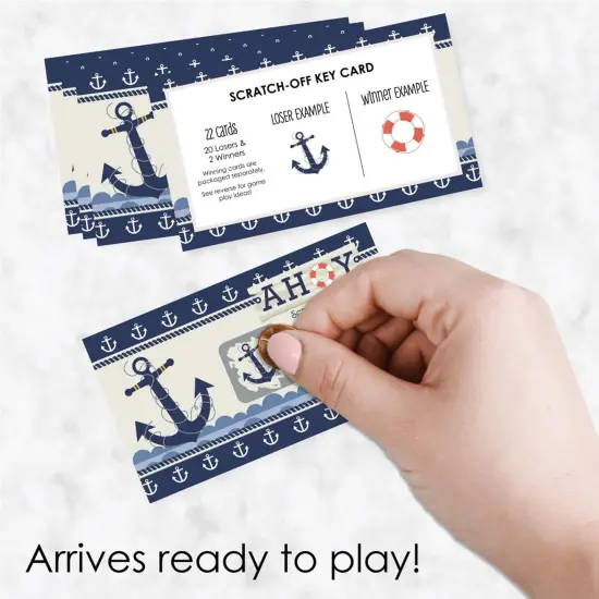 Big Dot of Happiness Ahoy Nautical - Baby Shower or Birthday Party Game Scratch Off Cards - 22 Count {3}