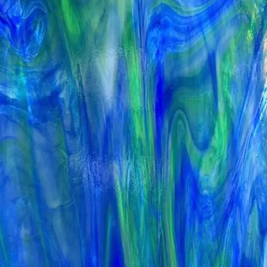 Wissmach Stained Glass Sheet: Green/Blue Wispy Opal {1}