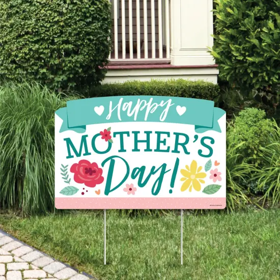 Big Dot of Happiness Colorful Floral Happy Mother's Day - We Love Mom Party Yard Sign Lawn Decorations - Party Yardy Sign {1}