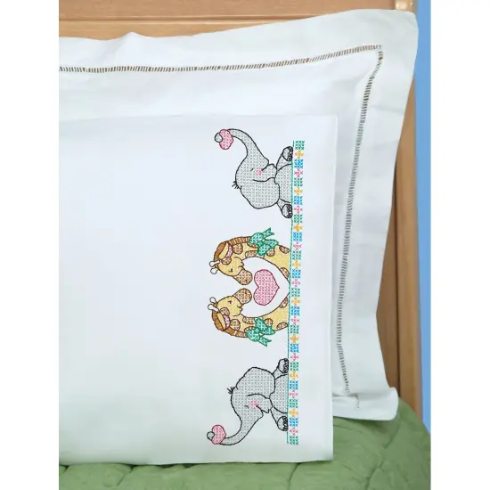 Jack Dempsey Children's Stamped Pillowcase W/Perle Edge-Noah's Ark {2}