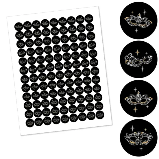 Big Dot of Happiness Masquerade - Carnival Mask Party Round Candy Sticker Favors - Labels Fits Chocolate Candy (1 sheet of 108) {3}