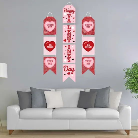 Big Dot of Happiness Conversation Hearts - Hanging Vertical Paper Door Banners - Valentine's Day Party Wall Decoration Kit - Indoor Door Decor {3}