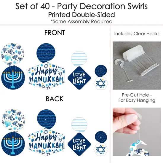 Big Dot of Happiness Hanukkah Menorah - Chanukah Holiday Party Hanging Decor - Party Decoration Swirls - Set of 40 {7}