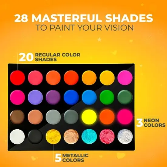 Face Painting Kit for Kids - Non-Toxic and Hypoallergenic Face Paint Kit with 28 Colors, Stencils, Book, and Professional Halloween Makeup Kit - Safe and Easy to Use Face Paint Kit for Kids {6}