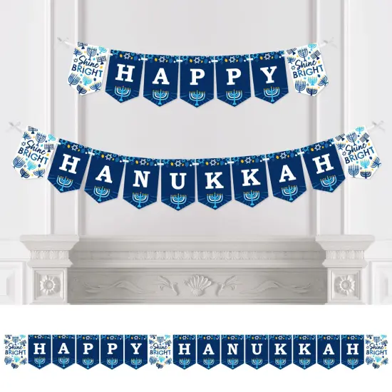 Big Dot of Happiness Hanukkah Menorah - Chanukah Holiday Party Bunting Banner - Party Decorations - Happy Hanukkah {1}
