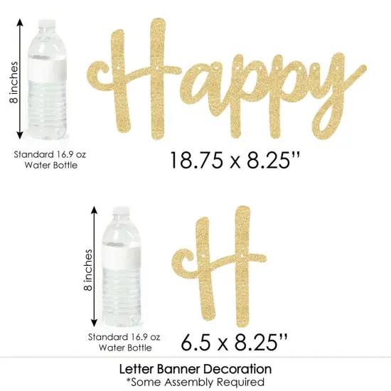 Big Dot of Happiness Happy Hanukkah - Chanukah Letter Banner Decoration - 36 Banner Cutouts & No-Mess Real Gold Glitter Happy Hanukkah Banner Letters {6}