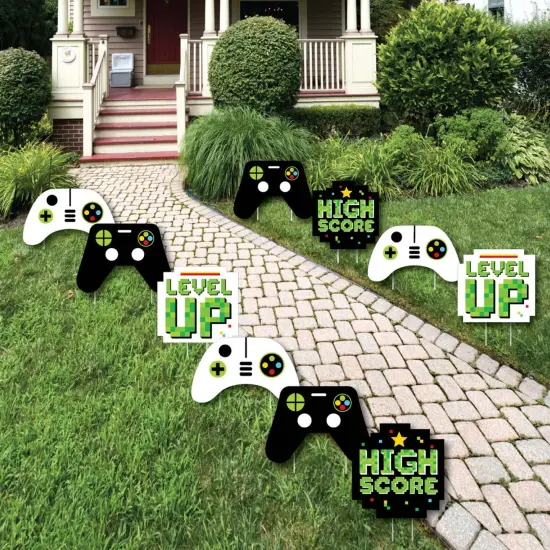 Big Dot of Happiness Game Zone - Game Controller Lawn Decorations - Outdoor Pixel Video Game Party or Birthday Party Yard Decorations - 10 Piece {1}