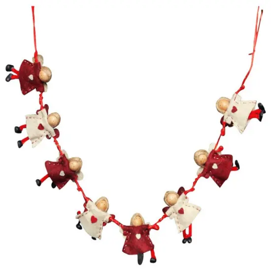 Northlight 4" x 26" Red and Beige Angel Dolls Christmas Garland - Unlit {4}