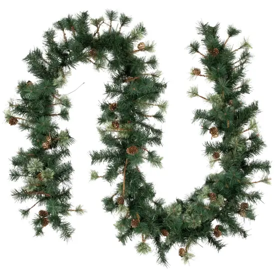 Northlight Pre-Lit Country Mixed Pine Artificial Christmas Garland - 9' x 12" - Clear AlwaysLit Lights Green {1}