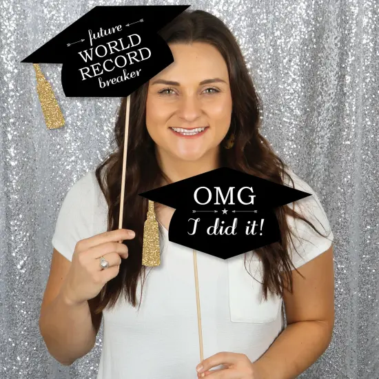 Big Dot of Happiness Hilarious Tassel Worth The Hassle - Gold - Graduation Party Photo Booth Props or Table Toppers - 20 Count {3}