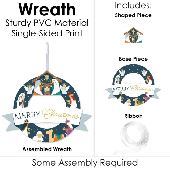 Big Dot of Happiness Holy Nativity - Outdoor Manger Scene Religious Christmas Decor - Front Door Wreath {4}