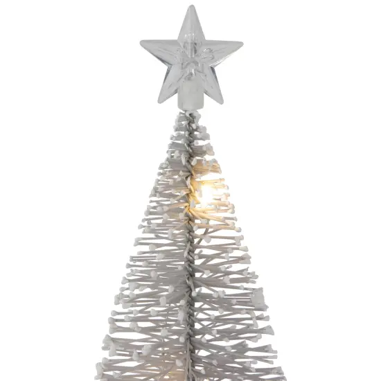 Northlight LED Lighted Mini Bottle Brush with Star Topper Christmas Village Trees - Set of 2 Silver {6}