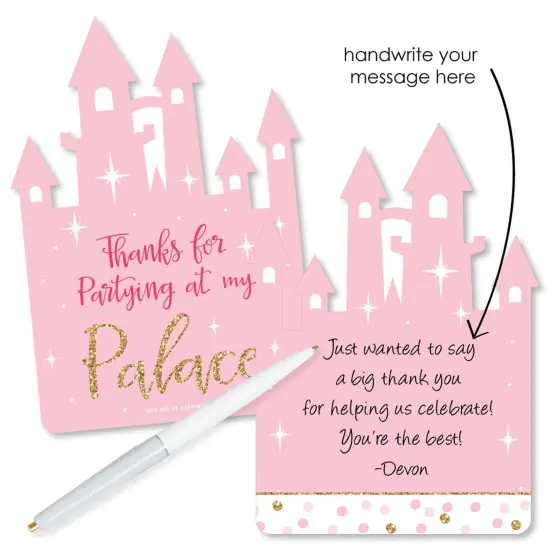 Big Dot of Happiness Little Princess Crown - Shaped Thank You Cards - Baby Shower or Birthday Party Thank You Note Cards with Envelopes - Set of 12 {3}