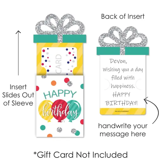 Big Dot of Happiness Colorful Happy Birthday - Birthday Party Money and Gift Card Sleeves - Nifty Gifty Card Holders - Set of 8 {7}