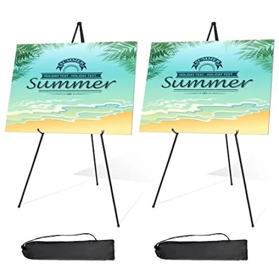 Display Easel Stand for Wedding Sign & Poster 63'' Portable Art Easel for Floor Adjustable Metal Easel Black 2 Pack {2}