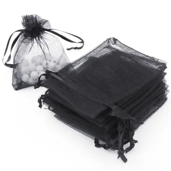 Kitcheniva 5"x7" Organza Gift Candy Sheer Bags DIY Pouches 100 Pcs Black {1}