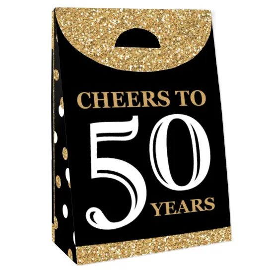 Big Dot of Happiness Adult 50th Birthday - Gold - Birthday Gift Favor Bags - Party Goodie Boxes - Set of 12 {4}