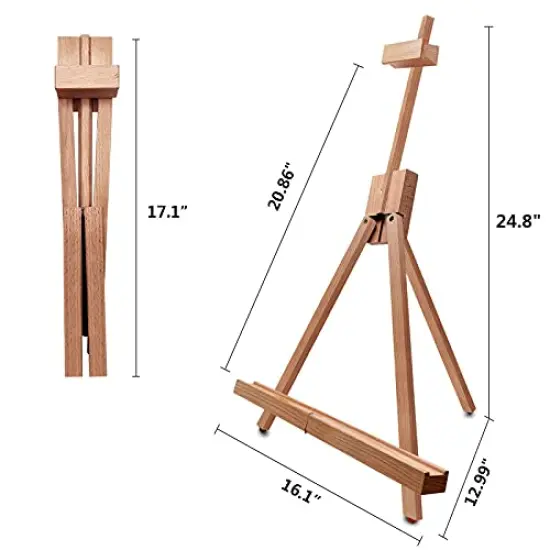 Painting Easel, Folding Wooden Tabletop Easel Stand Holds Highest to 21" Canvas, Portable Desktop Easel Suitable for Artists, Beginners, Students {1}