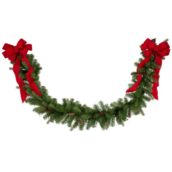 Northlight Real Touch&trade;️ Noble Fir Commercial Christmas Garland with Berries - Unlit - 25' x 12" Green {4}