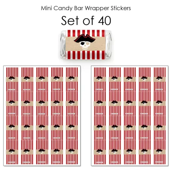 Big Dot of Happiness Beware of Pirates - Mini Candy Bar Wrapper Stickers - Pirate Birthday Party Small Favors - 40 Count {4}