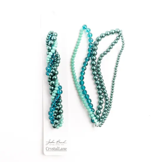 Crystal Lane DIY Calla Lily Green Twisted Glass & Pearls Beads, 5 Strands {2}