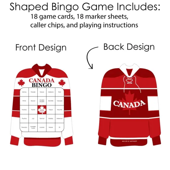 Big Dot of Happiness Canada Day - Bar Bingo Cards and Markers - Canadian Party Shaped Bingo Game - Set of 18 {4}