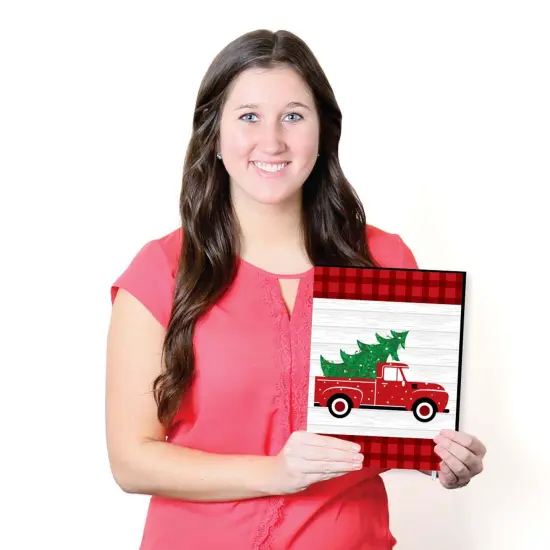 Big Dot of Happiness Merry Little Christmas Tree - Red Truck and Car Christmas Wall Art and Holiday Decorations - 7.5 x 10 inches - Set of 3 Prints {7}