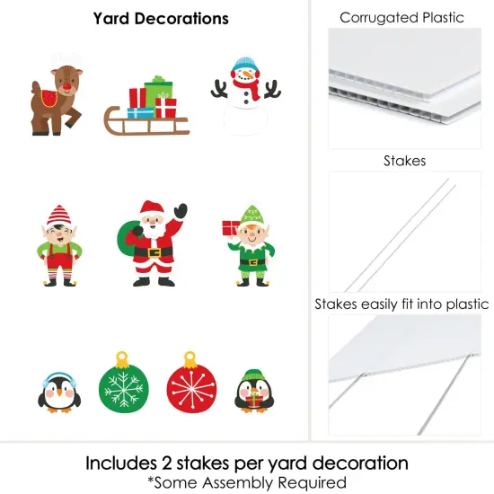 Big Dot of Happiness Very Merry Christmas - Santa, Elves, Penguins, Reindeer, Snowman, Sleigh, Ornaments -Outdoor Holiday Santa Claus Yard Decor-10 Pc {7}