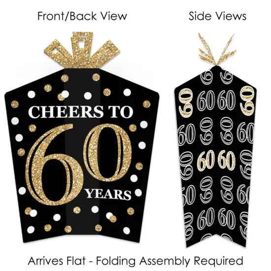 Big Dot of Happiness Adult 60th Birthday - Gold - Table Decorations - Birthday Party Fold and Flare Centerpieces - 10 Count {3}