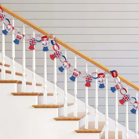 Big Dot of Happiness Cheerio, London - 90 Chain Links and 30 Paper Tassels Decoration Kit - British UK Party Paper Chains Garland - 21 feet {3}