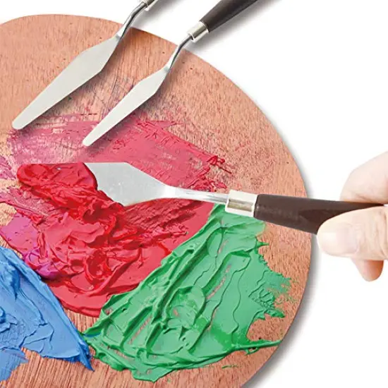 Palette Knife Painting Stainless Steel Spatula Palette Knife Oil Paint Metal Knives Wood Handle (Red 5 Piece) {4}