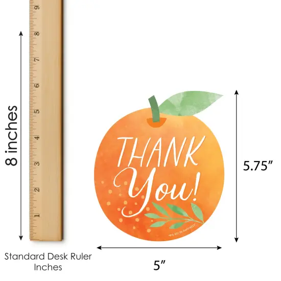 Big Dot of Happiness Little Clementine - Shaped Thank You Cards Orange Citrus Baby Shower or Birthday Party Thank You Note Cards with Envelopes 12 Ct {7}
