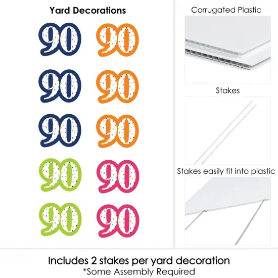 Big Dot of Happiness 90th Birthday - Cheerful Happy Birthday - Lawn Decorations - Colorful Ninetieth Birthday Party Yard Decorations - 10 Piece {7}