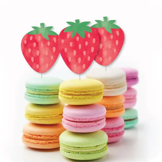 Big Dot of Happiness Berry Sweet Strawberry - DIY Shaped Fruit Themed Birthday Party or Baby Shower Cut-Outs - 24 Count {4}