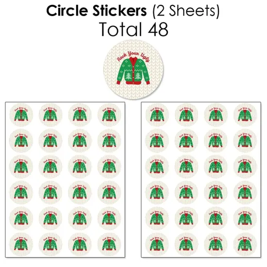 Big Dot of Happiness Ugly Sweater -Holiday and Christmas Party Candy Favor Sticker Kit - 304 Pieces {7}