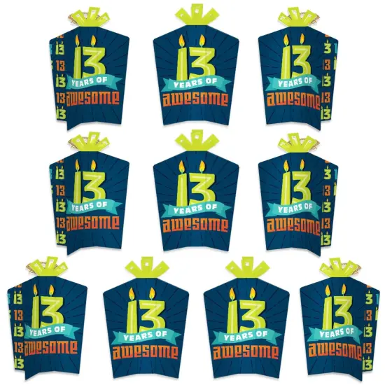 Big Dot of Happiness Boy 13th Birthday - Table Decorations - Official Teenager Birthday Party Fold and Flare Centerpieces - 10 Count {1}