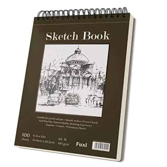9 x 12 inches Sketch Book, Top Spiral Bound Sketch Pad, 1 Pack 100-Sheets (68lb/100gsm), Acid Free Art Sketchbook Artistic Drawing Painting Writing Paper for Kids Adults Beginners Artists {1}