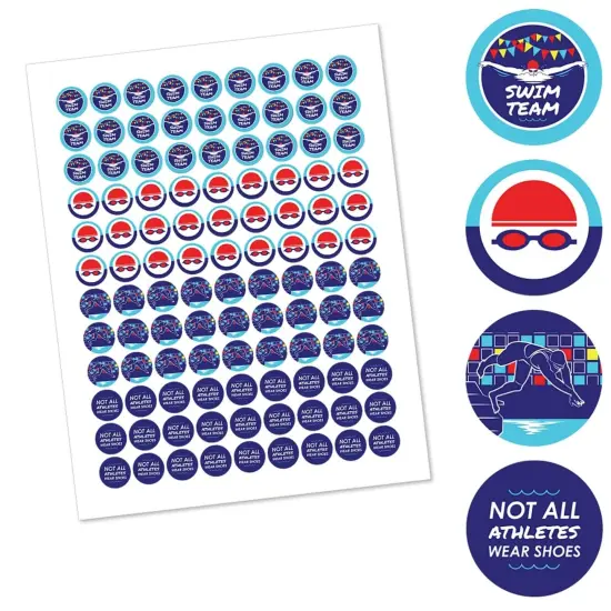 Big Dot of Happiness Making Waves - Swim Team - Swimming or Birthday Party Round Candy Sticker Favors - Labels Fits Chocolate Candy (1 sheet of 108) {3}