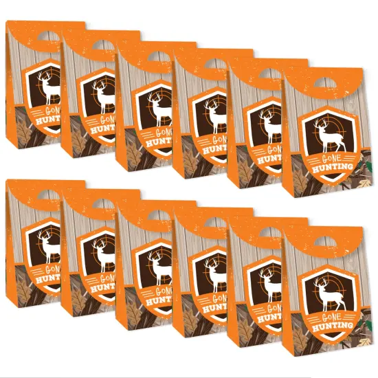 Big Dot of Happiness Gone Hunting - Deer Hunting Camo Baby Shower or Birthday Gift Favor Bags - Party Goodie Boxes - Set of 12 {6}