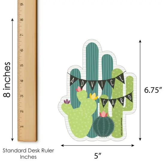 Big Dot of Happiness Prickly Cactus Party - Wish Card Fiesta Baby Shower or Bachelorette Party Activities - Shaped Advice Cards Game - Set of 20 {6}